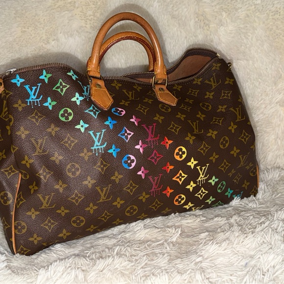 Louis Vuitton Handbags - Louis Vuitton Brown Monogram Bag with Multicolor Rainbow Accents